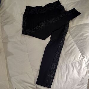 Floral Black Leggings